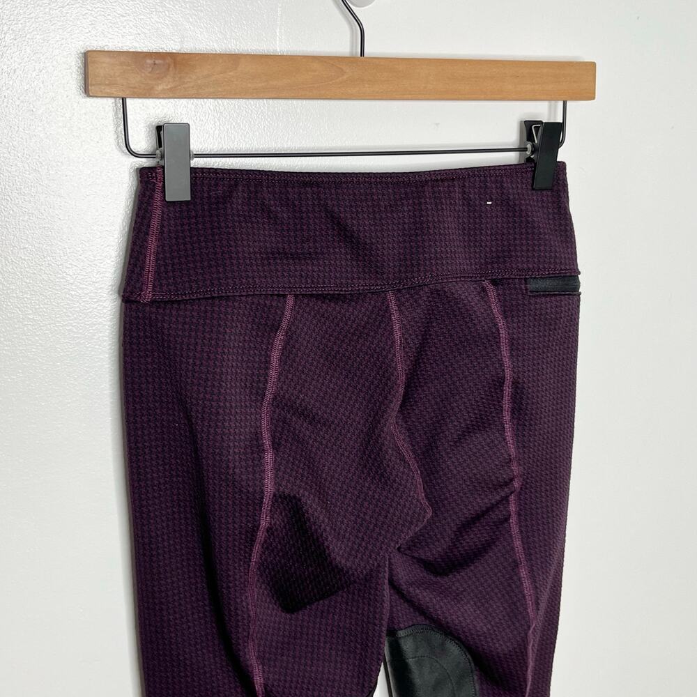 Kerrits Womens Pull On Riding Tight Pants XS Purple Black Houndstooth Equestrian - Picture 9 of 10